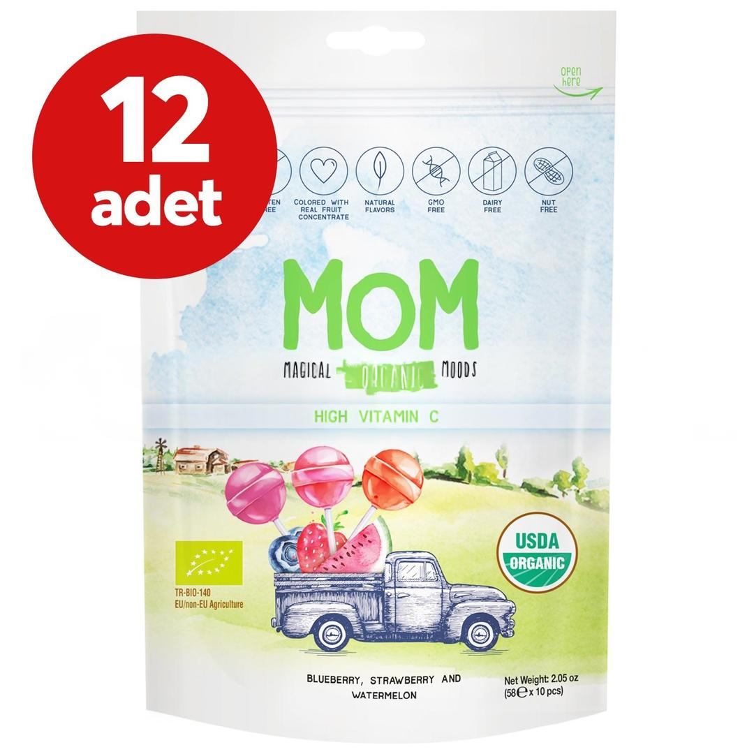 MOM Magical Organic Moods Glutensiz Doğal Lolipop 10'lu 12 Adet