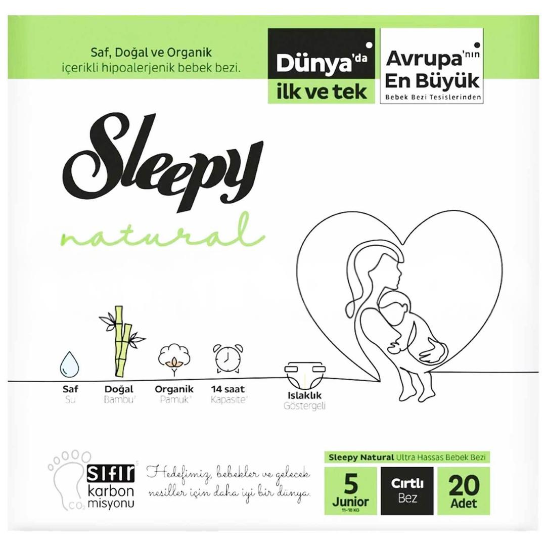 Sleepy Natural Çocuk Bezi Junior Cırtlı No: 5 11-18 kg 20'li