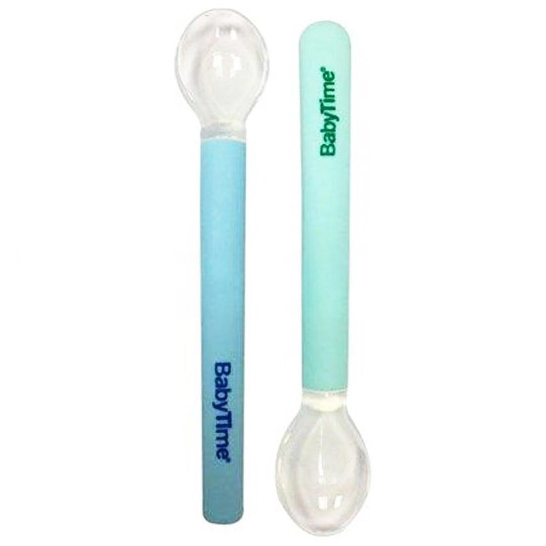 Baby Time BT113 Silikon Mama Kaşığı 2'li - Mavi/Yeşil