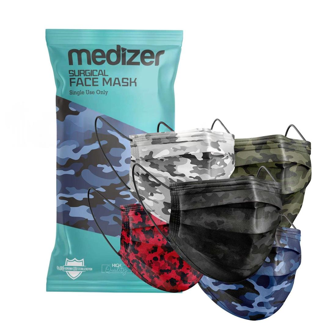 Medizer 3 Katlı Meltblown Man Serisi 1 Desenli Cerrahi Maske Telli 10'lu - 20 Adet