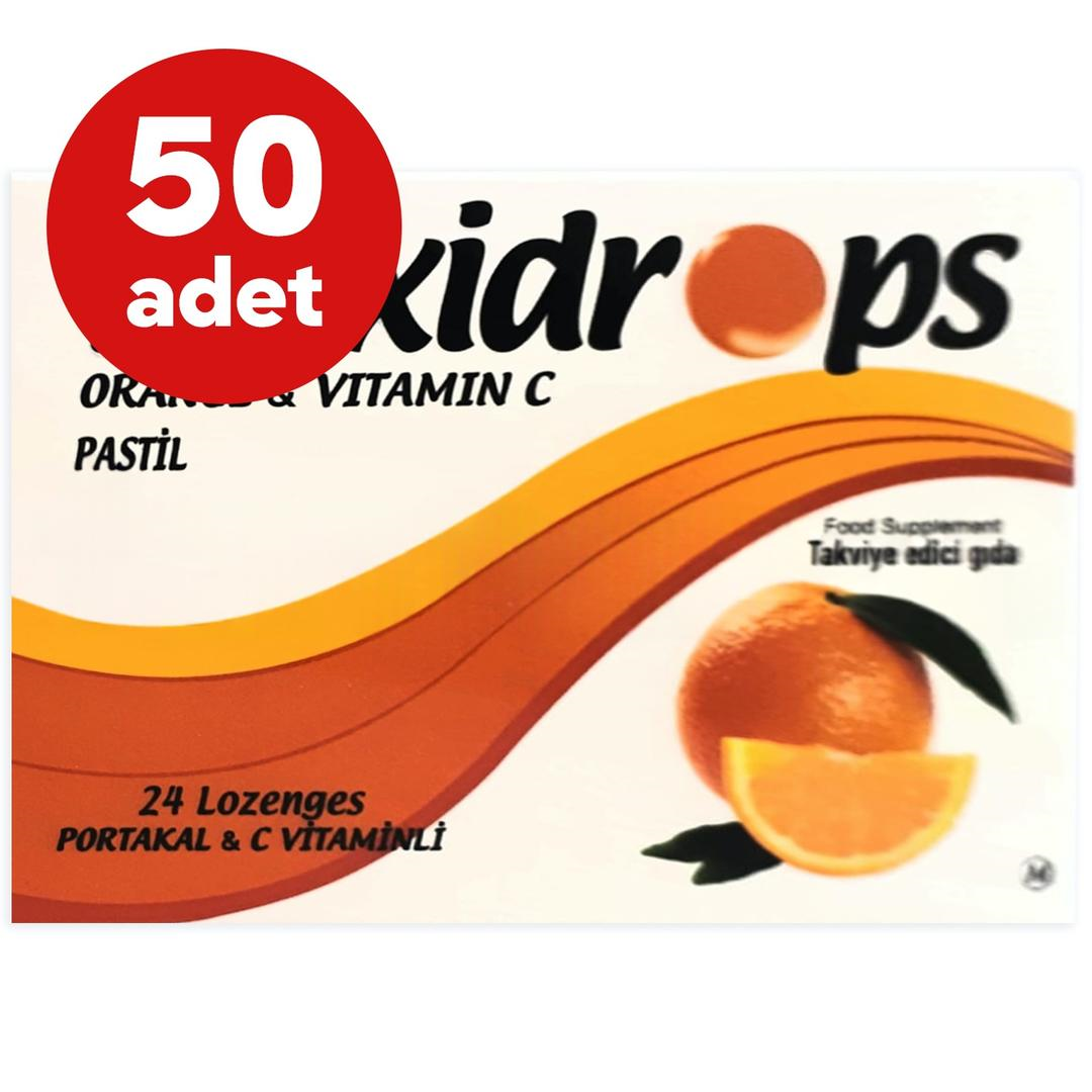 Maxidrops Pastil Portakal ve C Vitamini 24'lü - 50'li Paket