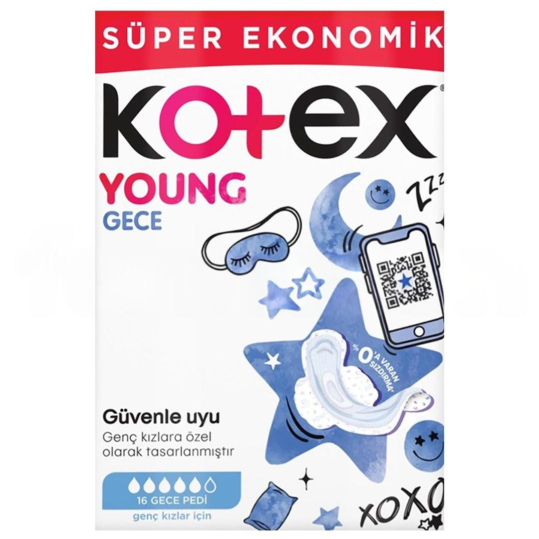 Kotex Young Genç Kızlar İçin Gece Pedi Süper Ekonomik 16'lı