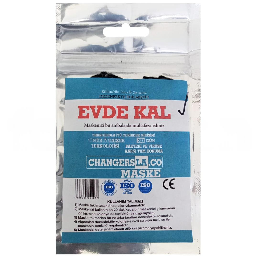 Changers Mask Gümüş İyonlu Siyah Yıkanabilir Maske Yetişkin