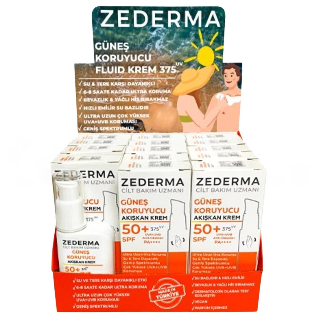 Zederma Güneş Kremi Fluid Spf50+ 50 ml 14'lü Stant + 1 Orijinal Boy Tester