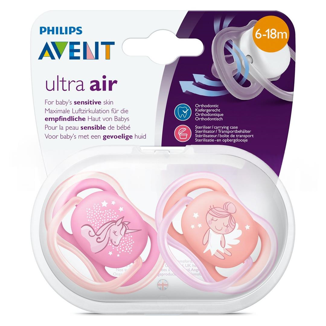 Avent SCF345/22 Ultra Yumuşak Emzik Hava Delikli Desenli 6-18 Ay 2'li Kız