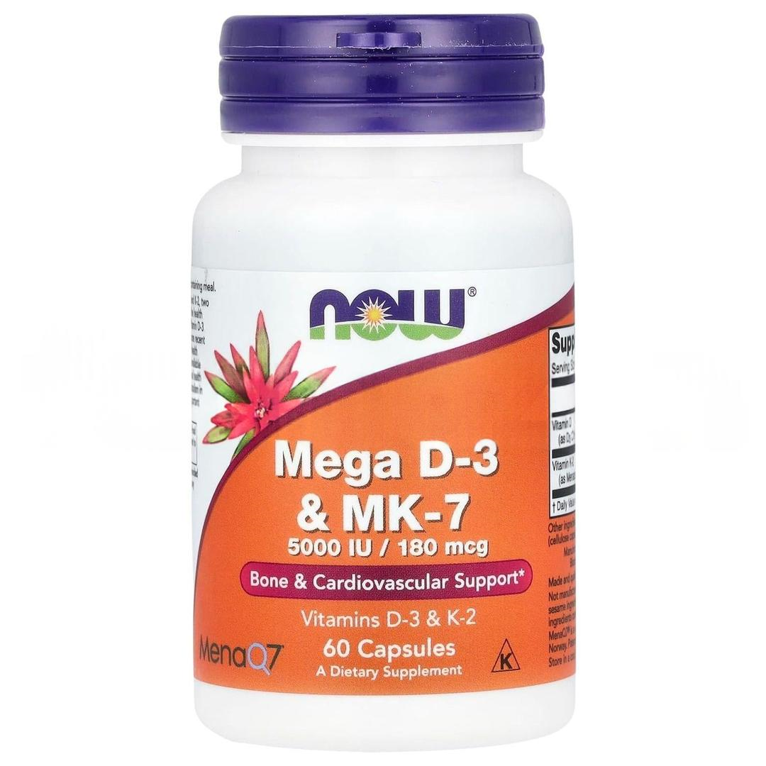 Now Foods Mega D-3 & Mk-7 5000 IU 180 mcg 60 Capsules- İthal