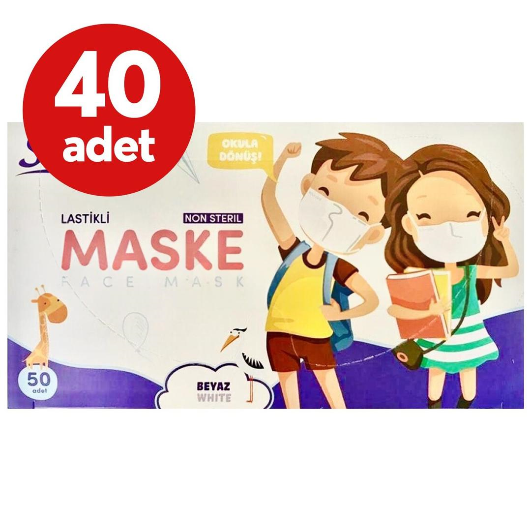 Soly 3 Katlı Full Ultrasonik Pembe Çocuk Cerrahi Maske Telli 50'li - 40 Adet