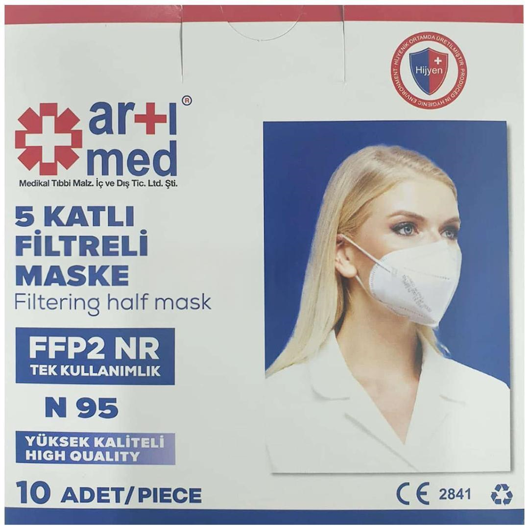 Artımed N95 FFP2 Tekli Paketlenmiş Koruyucu Maske 10'lu