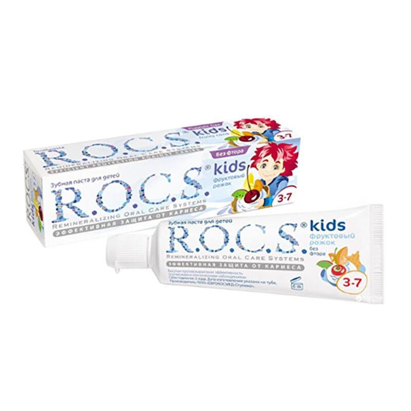 ROCS Kids 3-7 Yaş Meyveli Çocuk Diş Macunu (Meyve külahı) 35ml.