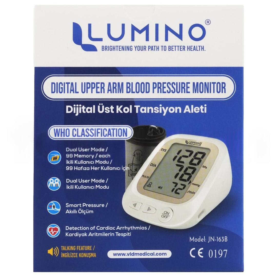 Lumino Dijital Üst Koldan Ölçer Tansiyon Aleti İngilizce Konuşan Nabız Ölçer 2 Hafızalı Type-C Girişli JN-163B