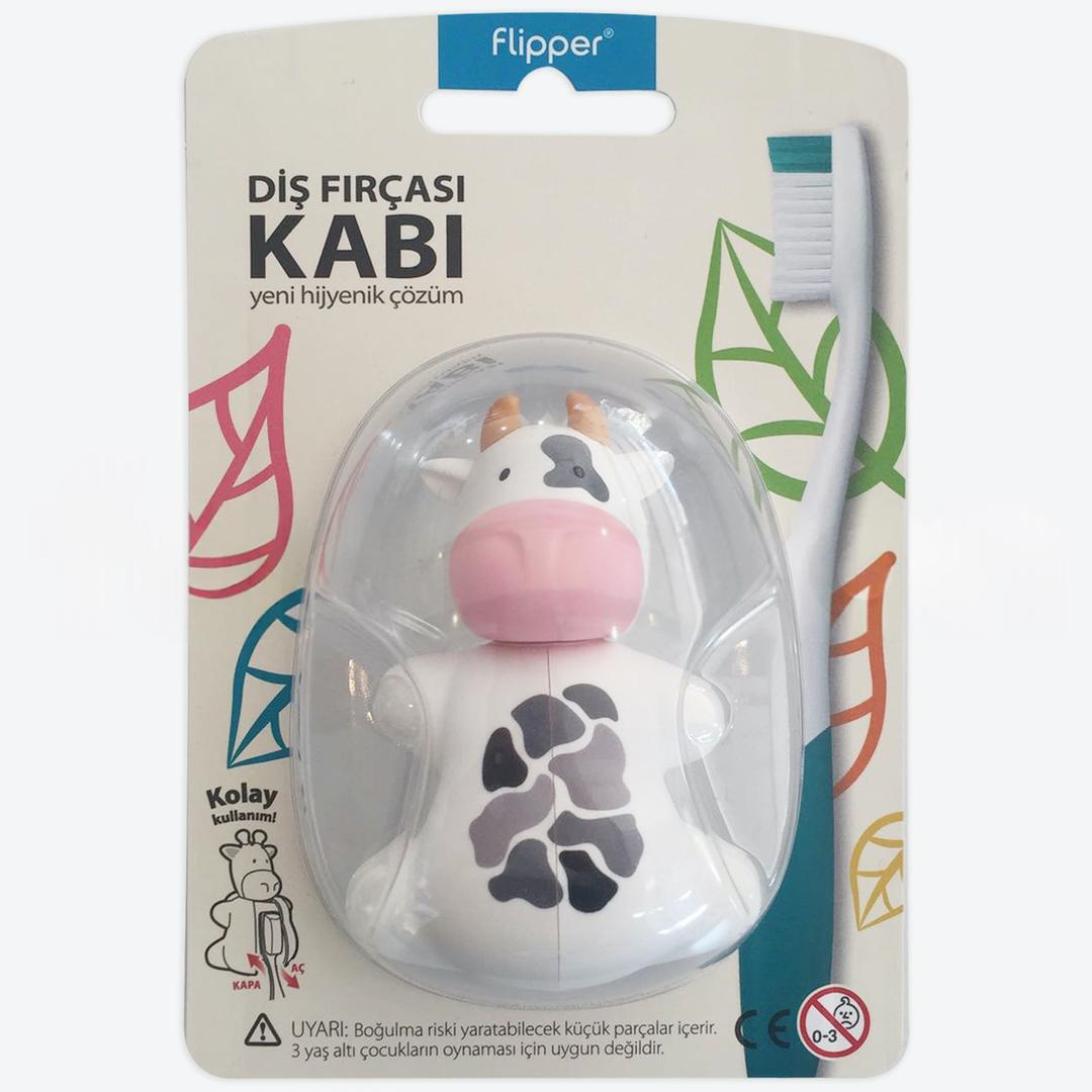 Flipper Hijyenik Diş Fırçası Kabı İnek