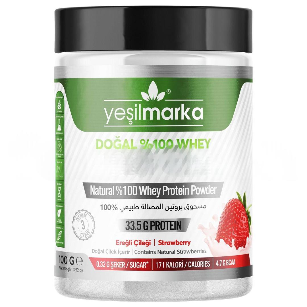 Yeşilmarka Doğal Whey Protein Tozu Ereğli Çileği 100 gr