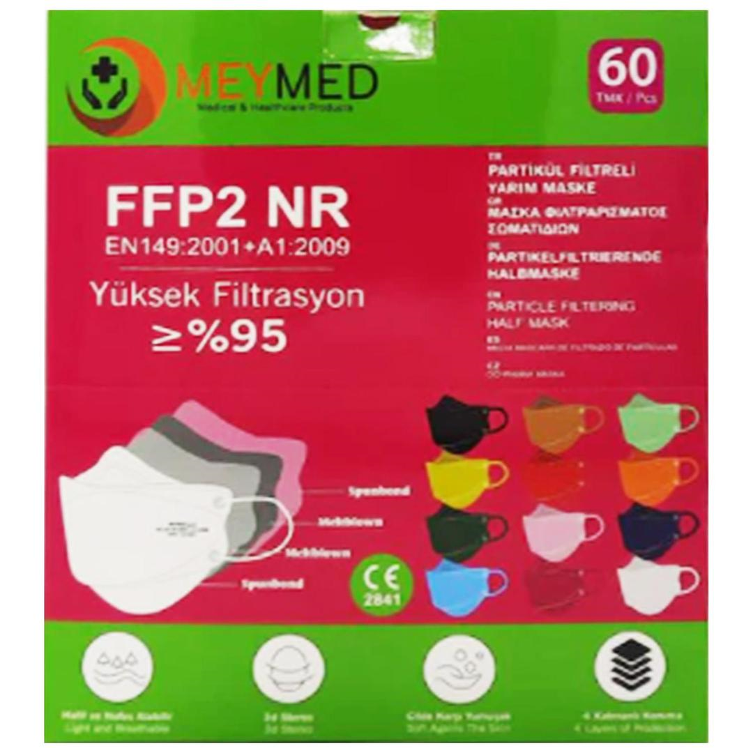 Meymed FFP2 NR EN 149 4 Katlı Yüksek Filtrasyon Kadın Koruyucu Maske 60'lı