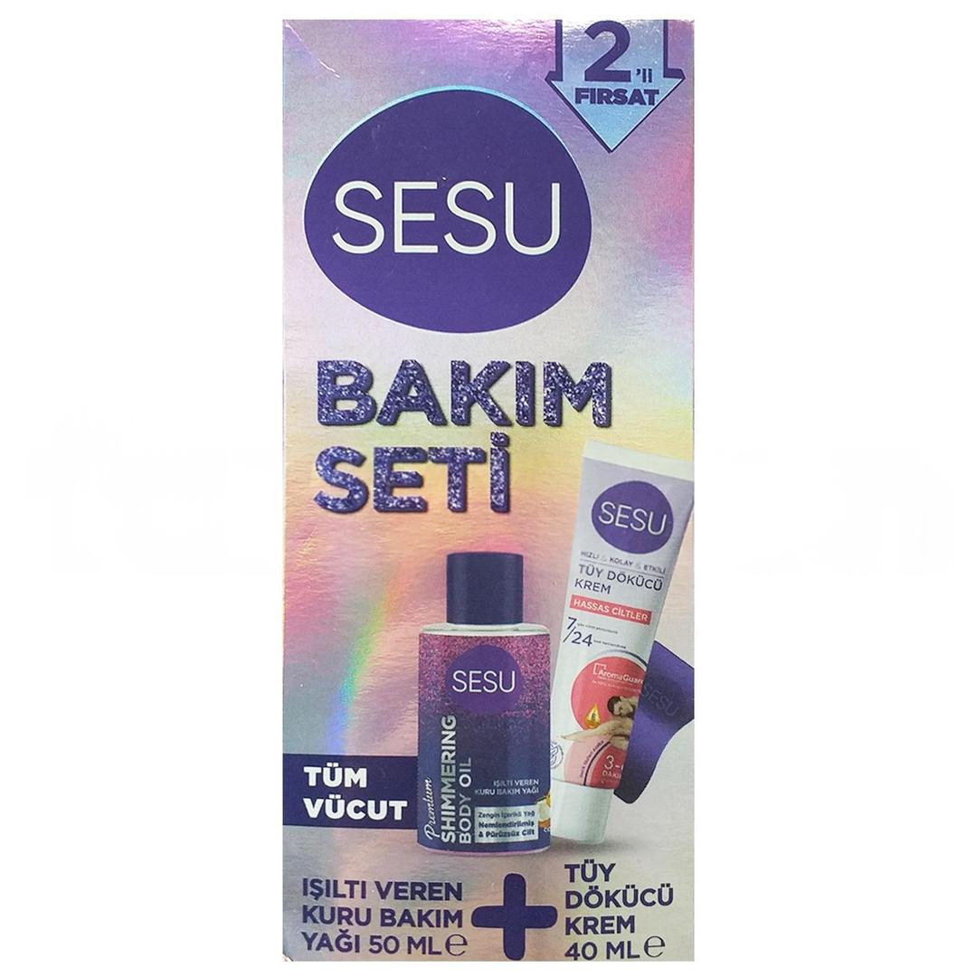 Sesu Bakım Seti - Tüy Dökücü Krem 40 ml + Işıltı Veren Kuru Bakım Yağı 50 ml