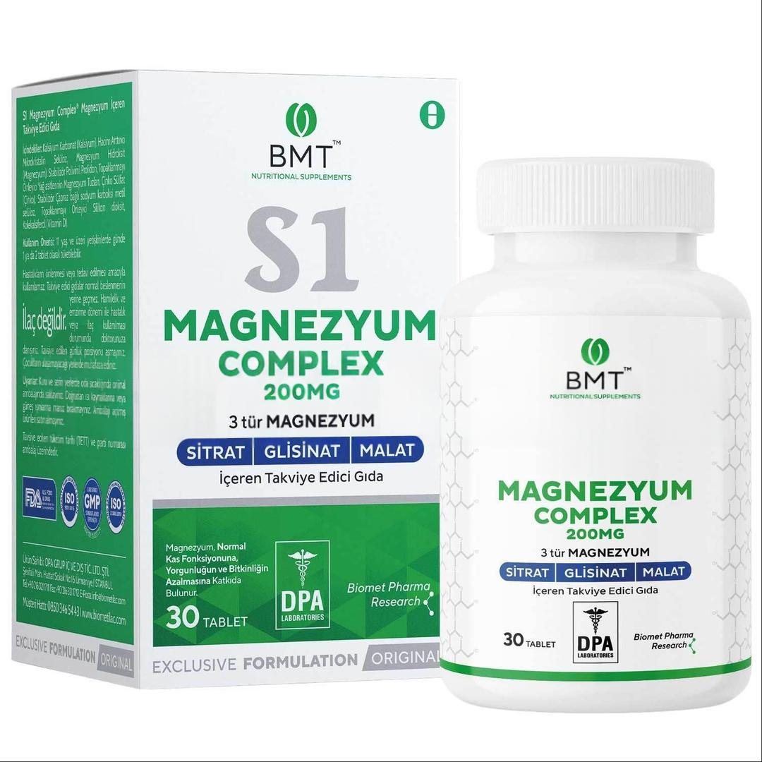 S1 Magnezyum Complex Sitrat Malat Glisinat 30 Tablet