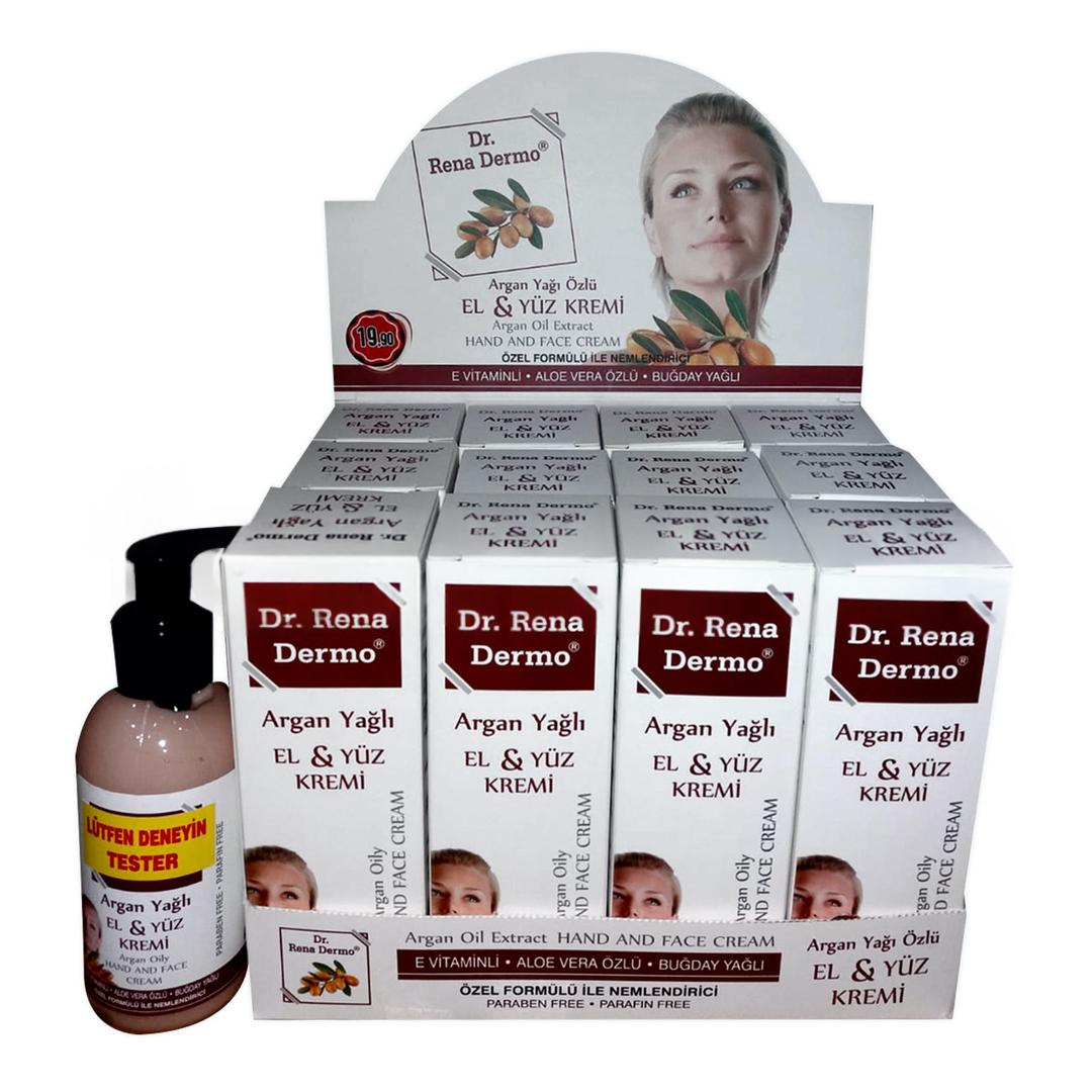 Dr. Rena Dermo Argan Yağlı Nemlendirici El & Yüz Kremi 150 ml - 12'li Stant (Tester Hediyeli)