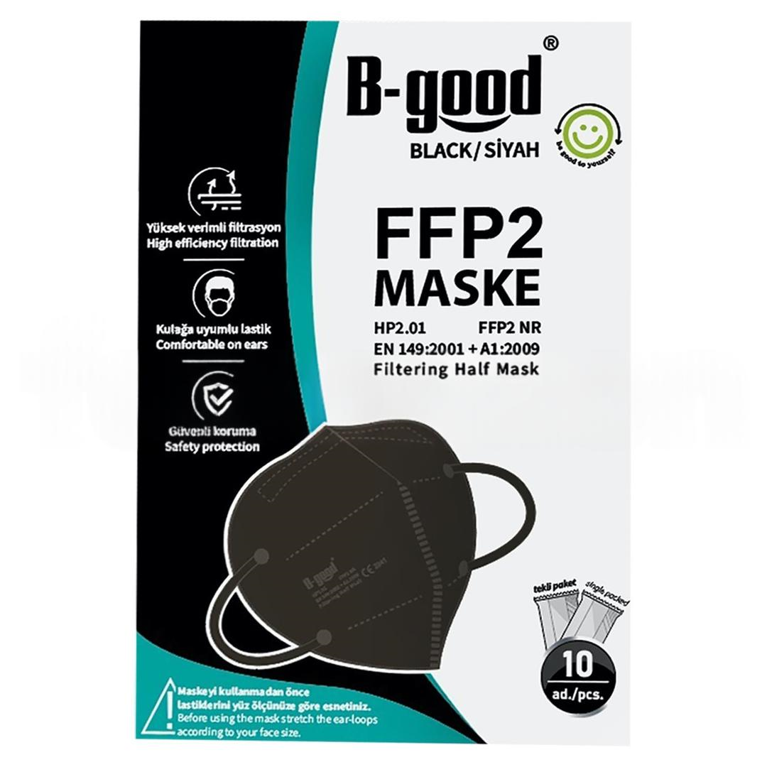 B-Good FFP2 Tekli Paketlenmiş Siyah Koruyucu Maske 10'lu