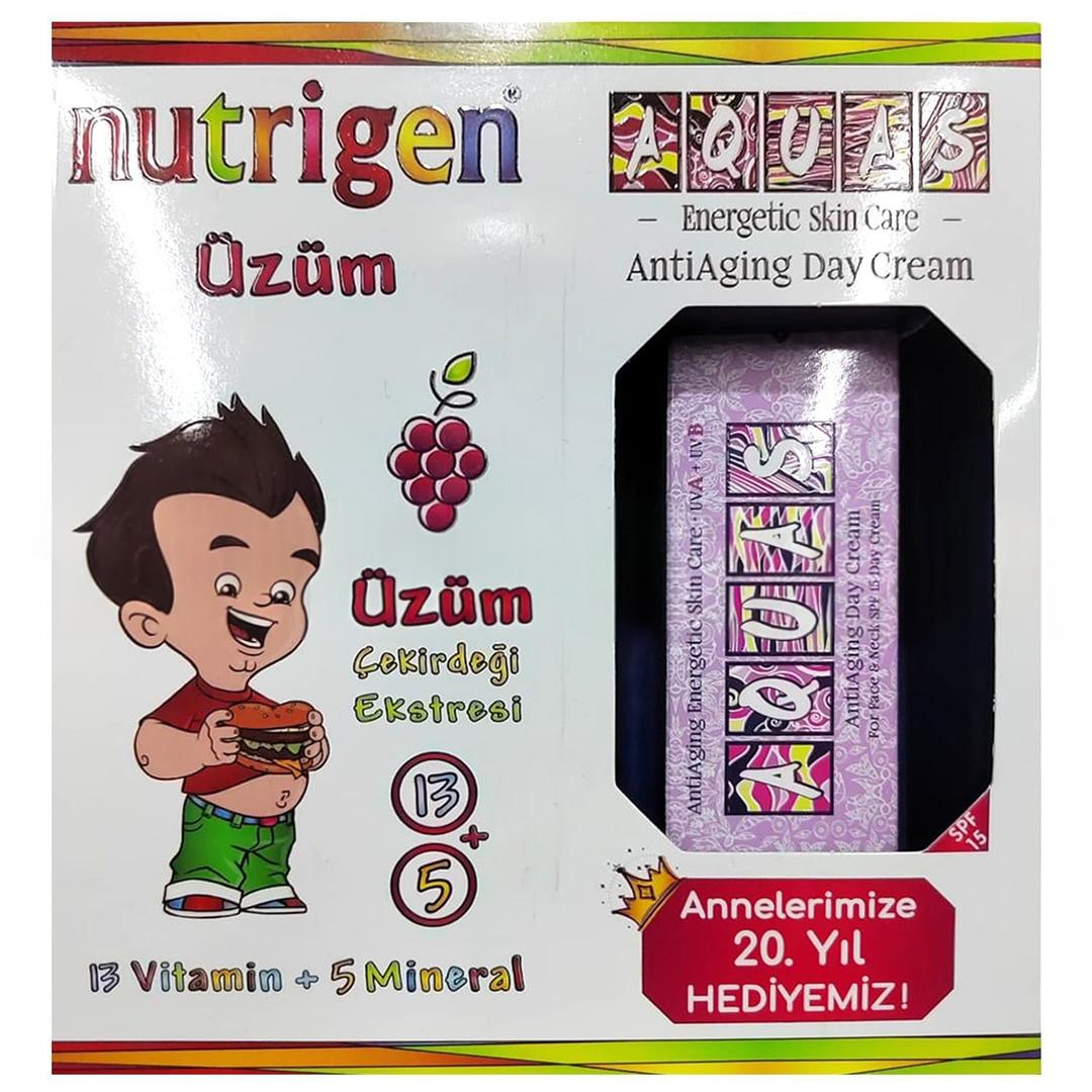 Nutrigen Üzüm Pediatrik Şurup 200 ml - Aquas Enerjetik Day Cream SPF15 75 ml Hediyeli