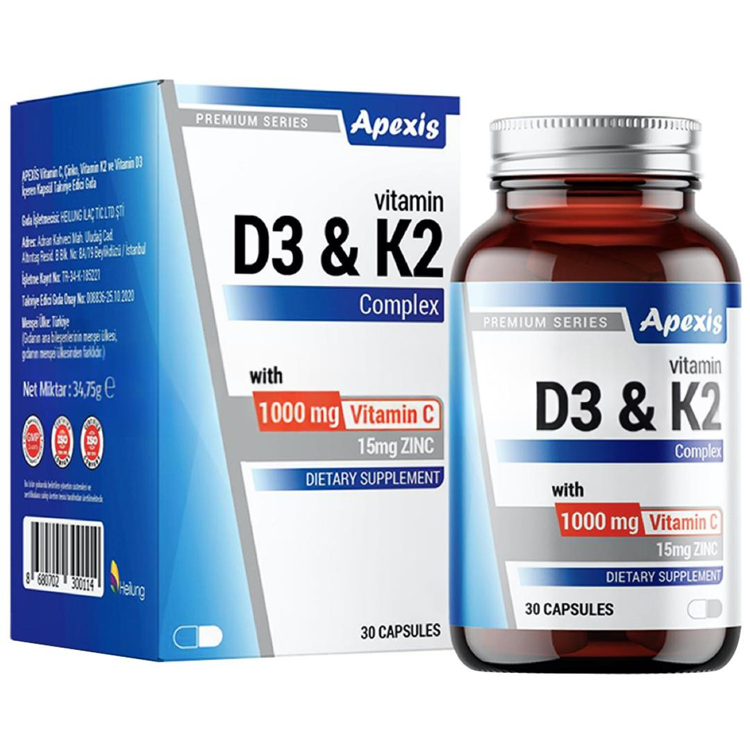 Apexis D3 & K2 Complex 30 Kapsül - Eski Ambalaj