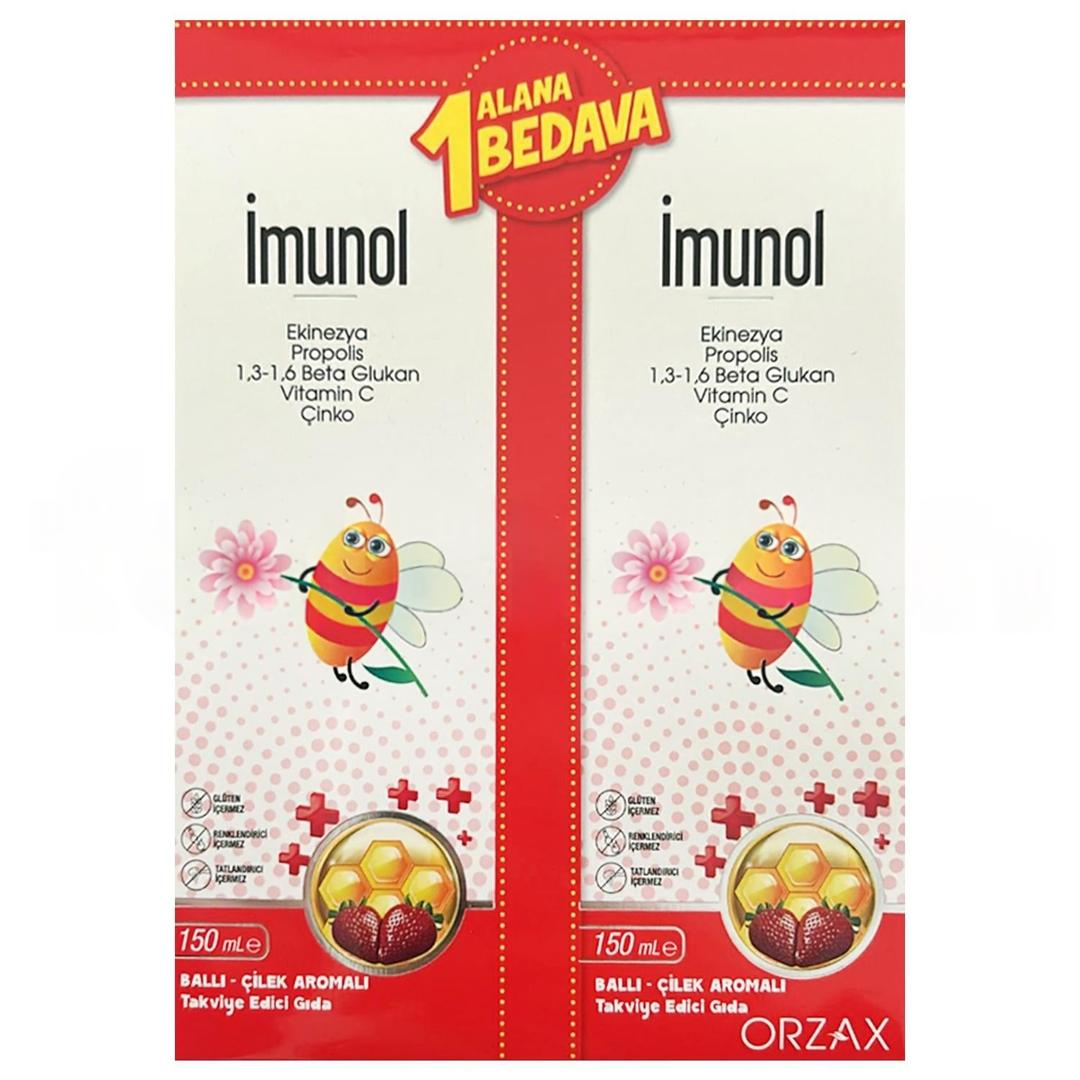İmunol Ballı Çilek Aromalı Şurup 150 ml - 1 Alana 1 Bedava