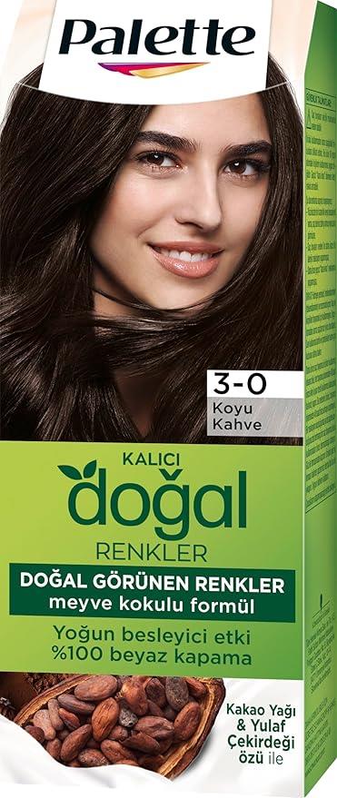 Palette Kalıcı Doğal Renkler 3-0 Koyu Kahve Saç Boyası