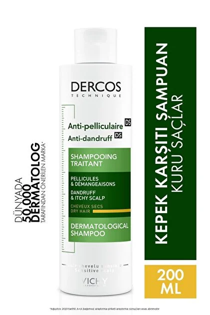 Vichy Dercos Anti Dandruff 50 ml Kuru Saçlar İçin Kepek Karşıtı Şampuan