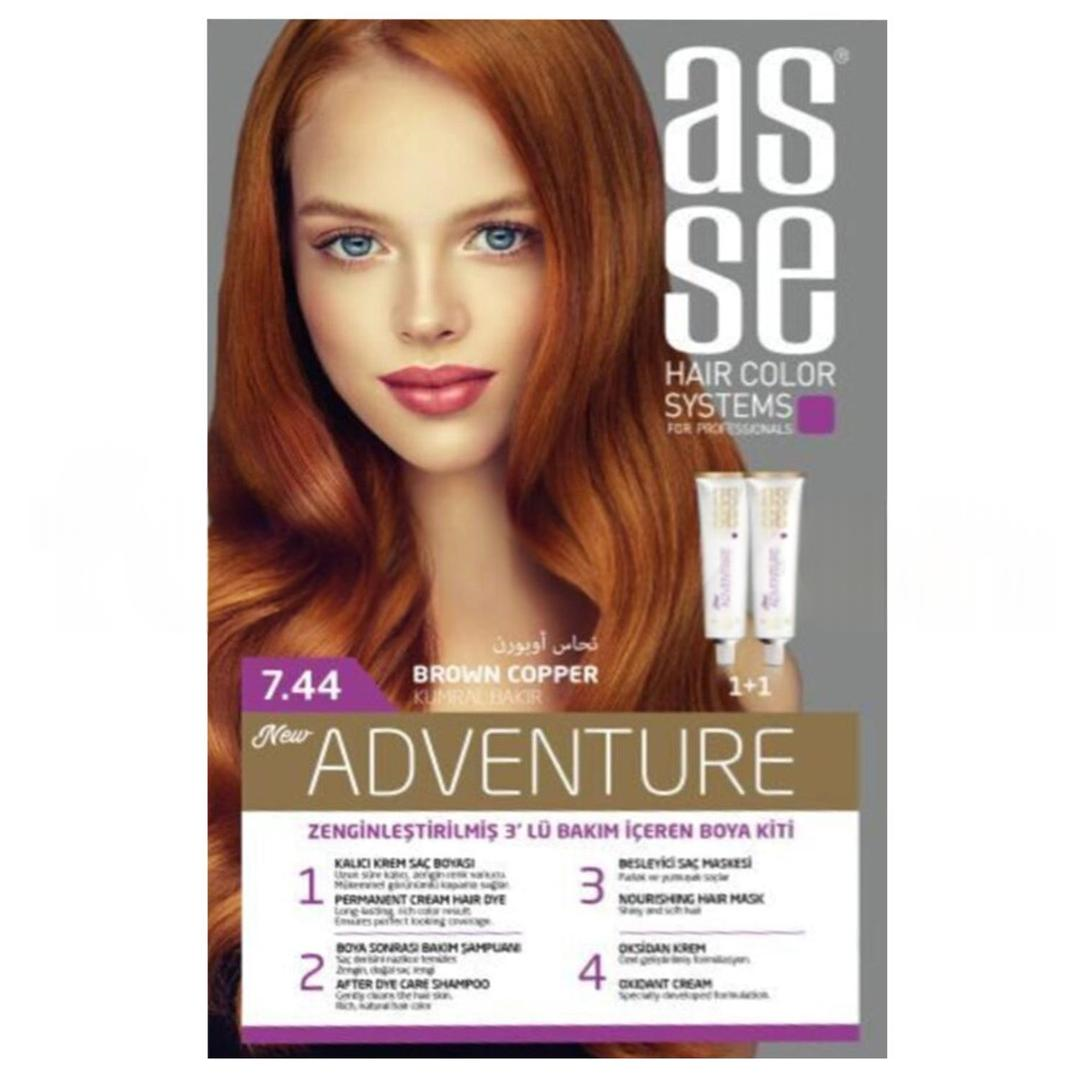 Asse Hair Color System Saç Boyası Kumral Bakır No: 7.44