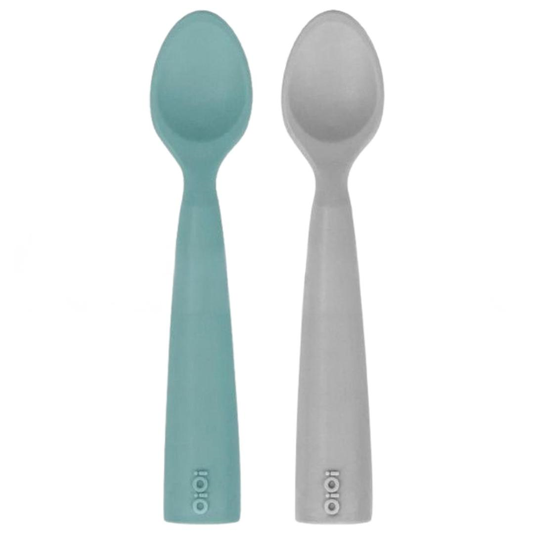 Oioi Nam Nam Silikon Mama Kaşığı 2'li - Aqua Green / Powder Grey