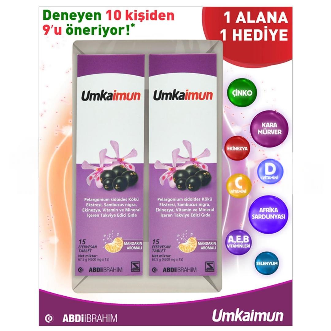 Umkaimun 15 Efervesan Tablet - 1+1 İkincisi Hediye