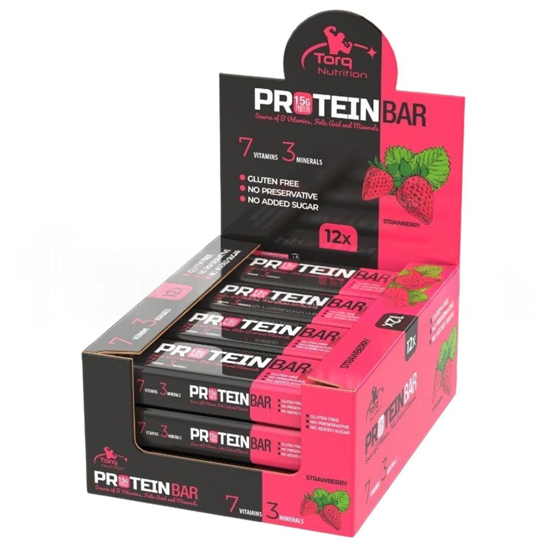 Torq Nutrition Protein Bar Çilek 50 gr - 12 Adet