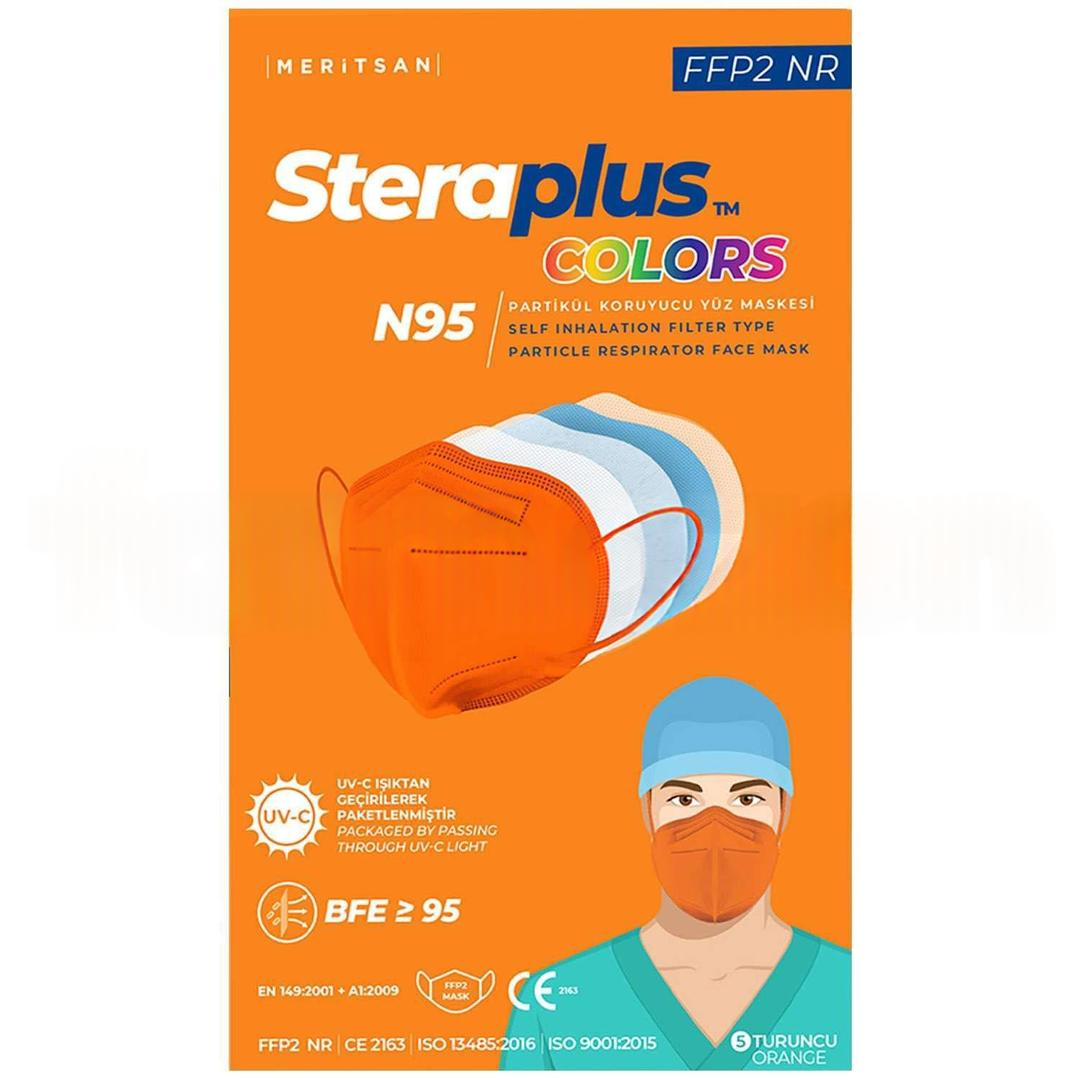 Steraplus Colors FFP2 N95 Tekli Paketlenmiş Turuncu Koruyucu Maske 10'lu