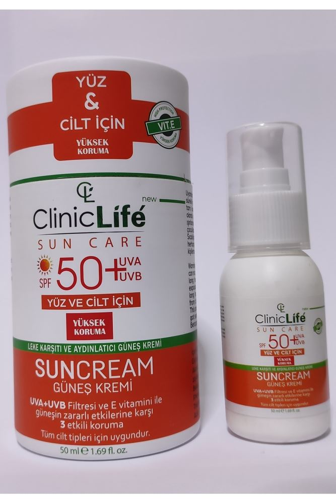 Cliniclife 50 Faktör 50 ml E Vitaminli Leke Karşıtı ve Aydınlatıcı Yüz Güneş Kremi