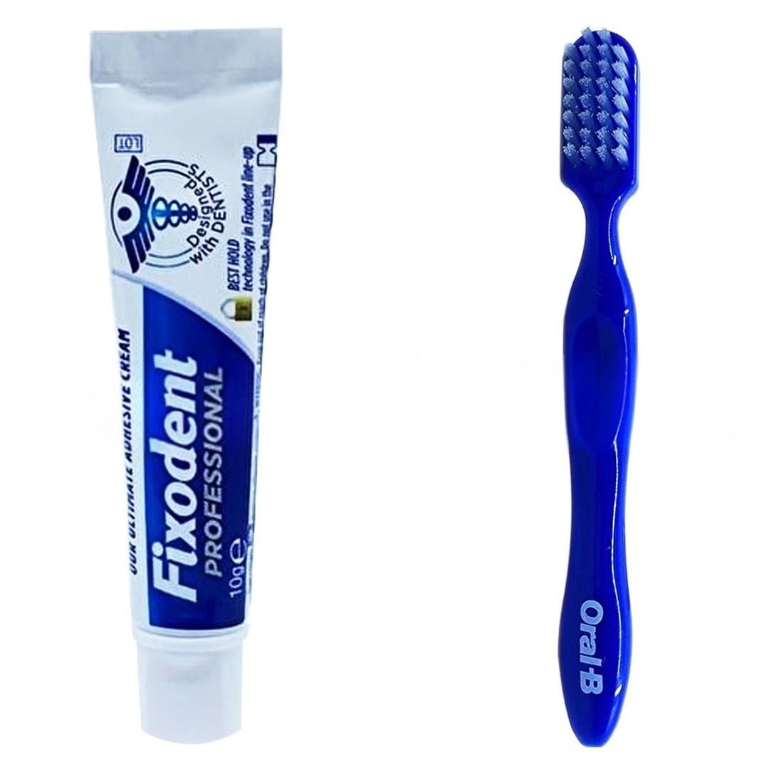 Fixodent Diş Protez Yapıştırıcı Professional 10 gr + Oral-B Protez Fırçası
