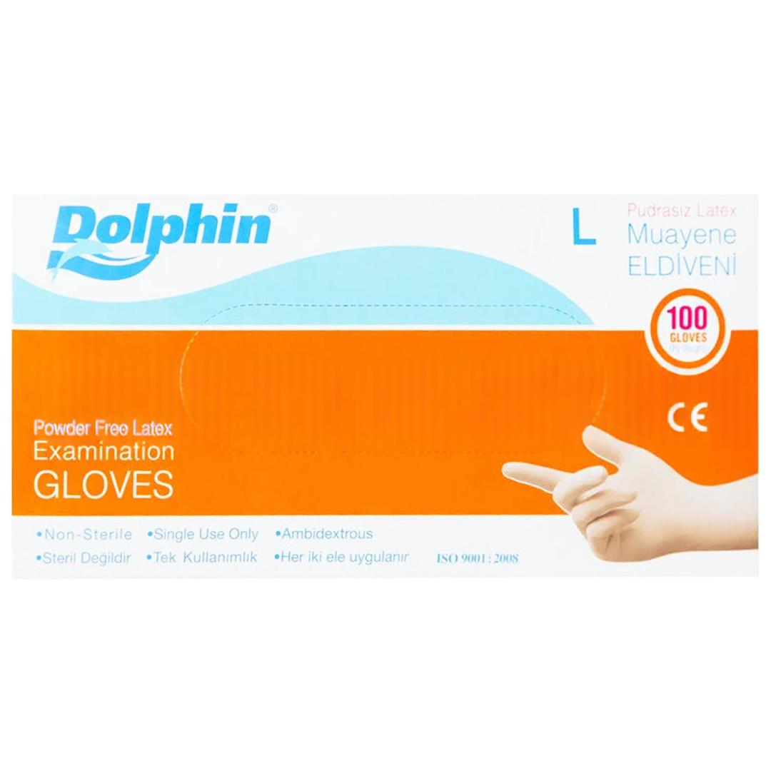 Dolphin Lateks Pudrasız Muayene Eldiveni Large 100'lü
