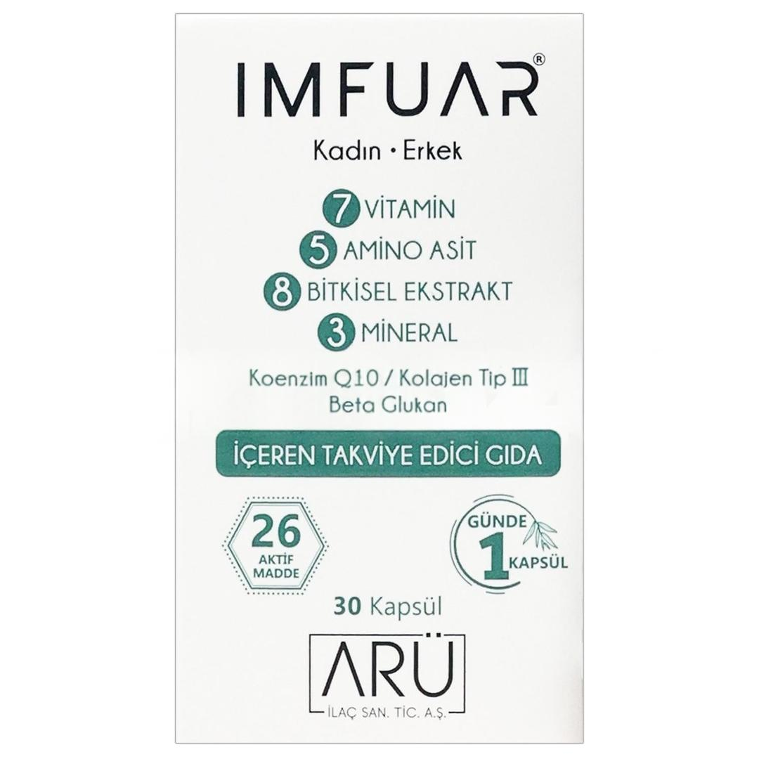 Imfuar Kapsül 26 Farklı Aktif Madde Saç Cilt Tırnak İçin Kapsül 30'lu