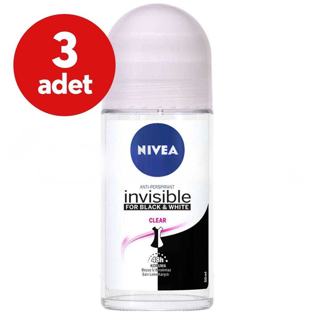 Nivea Invisible Black White Clear Kadın Roll-On 50 ml - 3 Adet