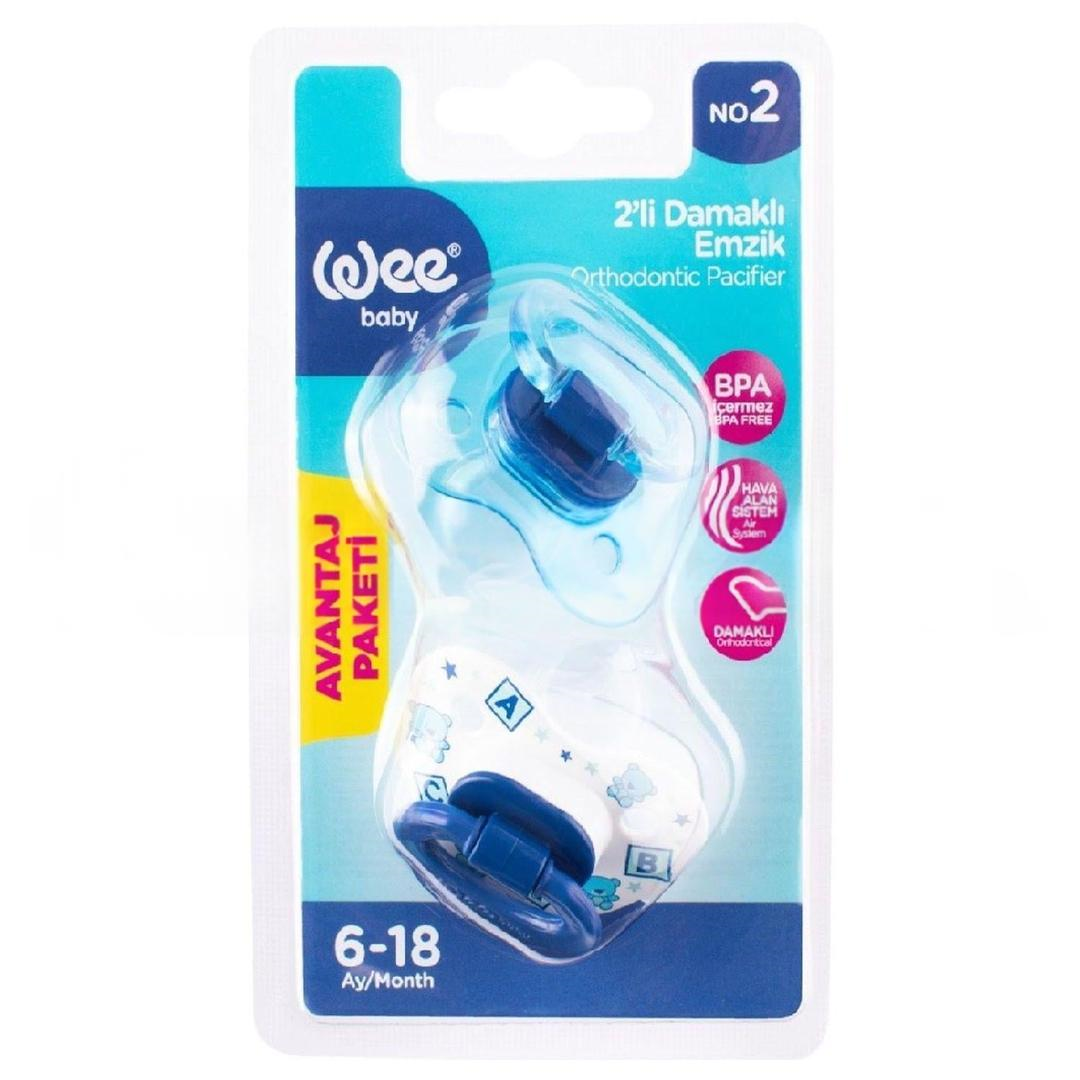 Wee Baby 438 Yalancı Emzik Damaklı No:2 2'li - Mavi