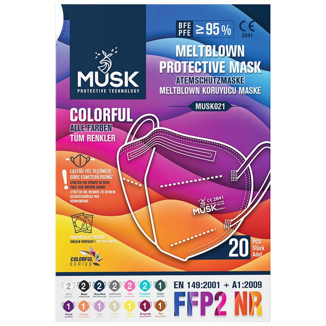 Musk FFP2/F95 Maske Mix Colorful Koruyucu Maske 20'li