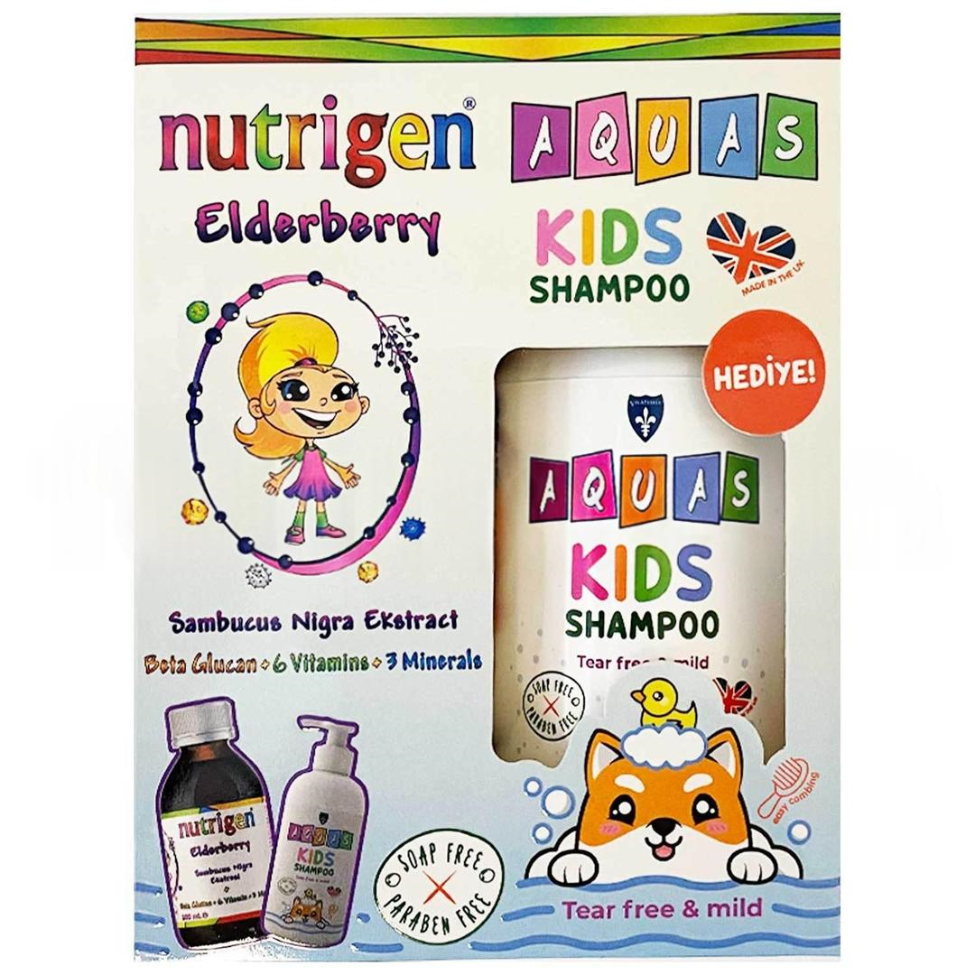 Nutrigen Elderberry Kara Mürver Şurup 200 ml + Aquas Kids Şampuan 250 ml Hediyeli