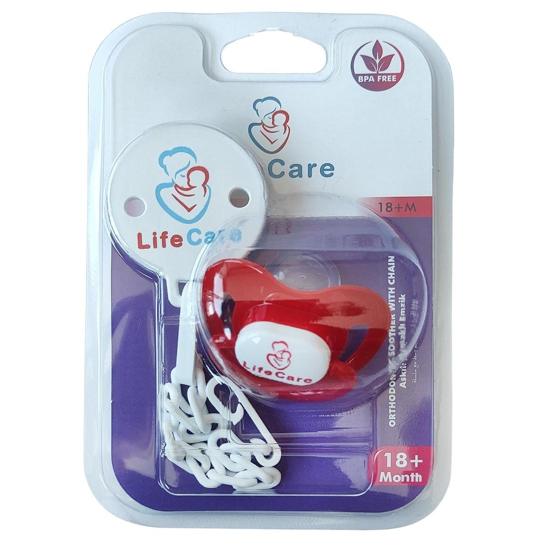 Life Care Baby Askılı Damaklı Ortodontik Emzik 3 Numara 18+ Ay Kırmızı
