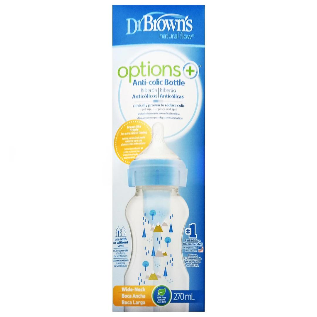 Dr. Brown's DB91802 Geniş Ağızlı Options PP Biberon 270 ml - Mavi Desenli