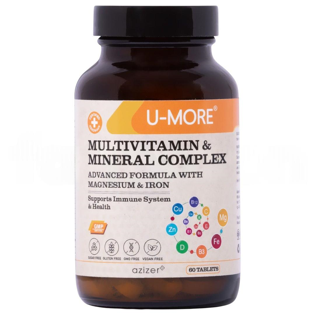 U-More Multivitamin Kalsiyum Magnezyum Demir Çinko 60 Tablet