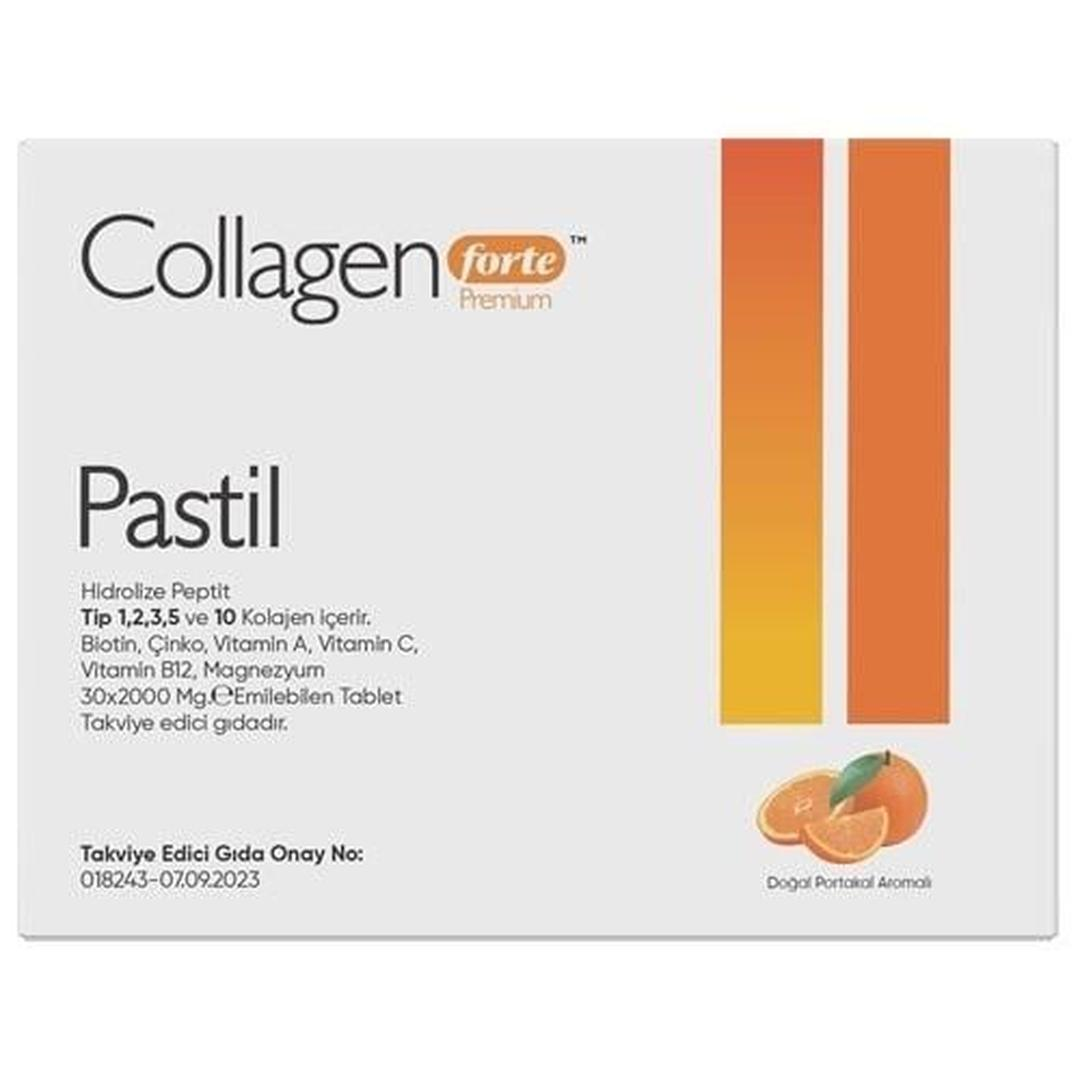 Collagen Forte Kolajen Pastil Biotin Vitamin A C B12 2000 mg x 30 Emilebilen Tablet