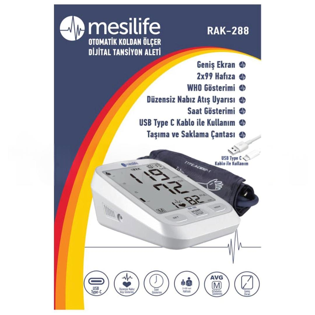 Mesilife RAK-288 Koldan Dijital Tansiyon Aleti 2X99 Hafıza 22-32 cm