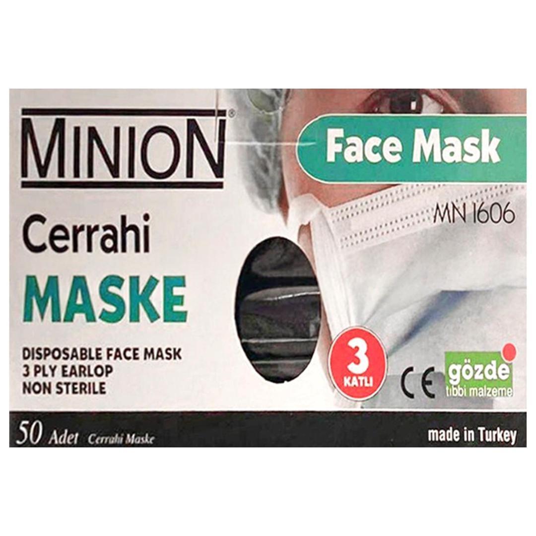 Minion 3 Katlı Meltblown Siyah Cerrahi Maske Telli 50'li