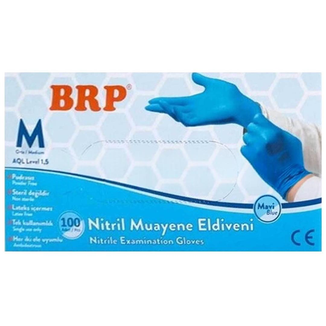 BRP Nitril Muayene Eldiveni Mavi Medium 100'lü