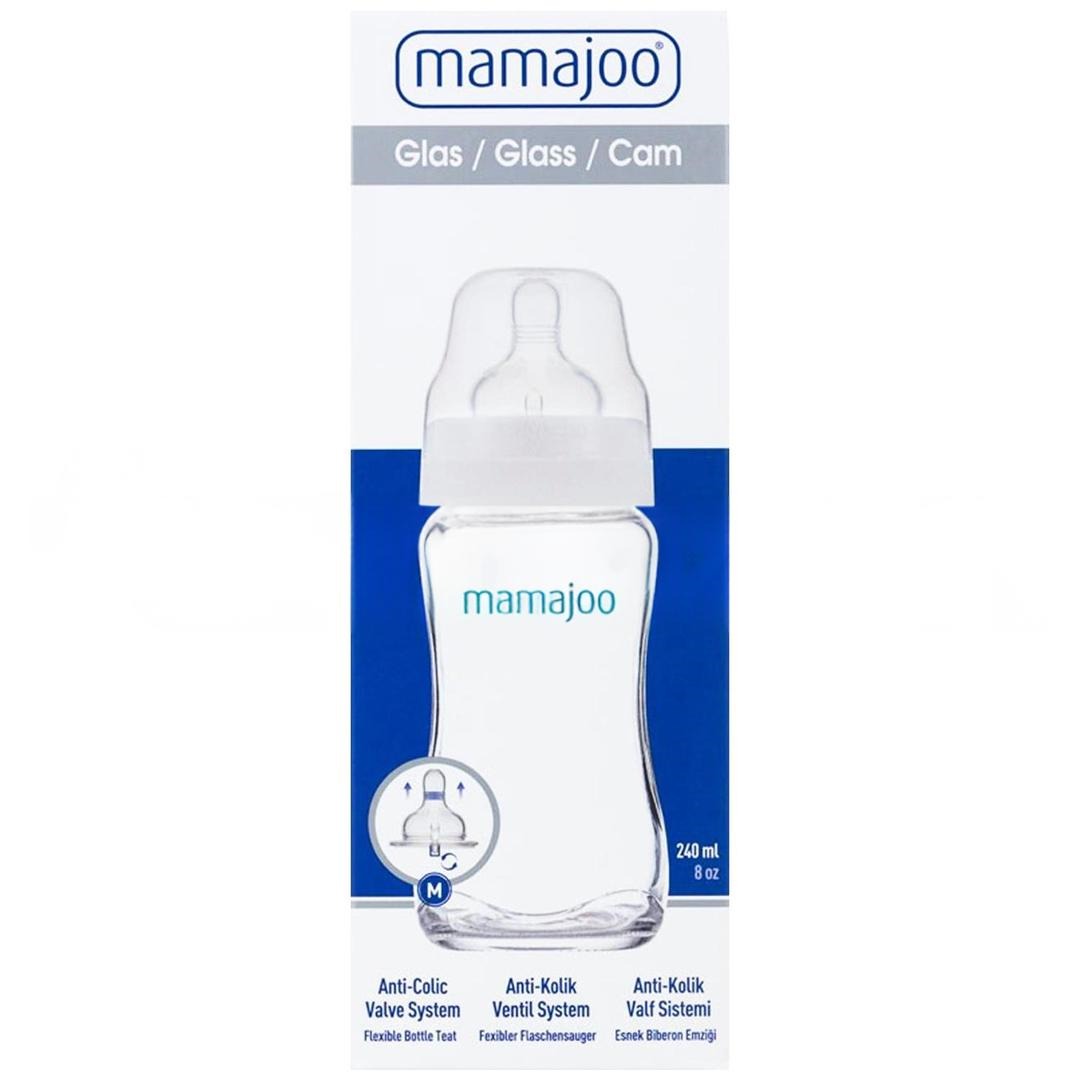 Mamajoo Cam Biberon 240 ml & Antikolik Biberon Emziği Medium No: 2