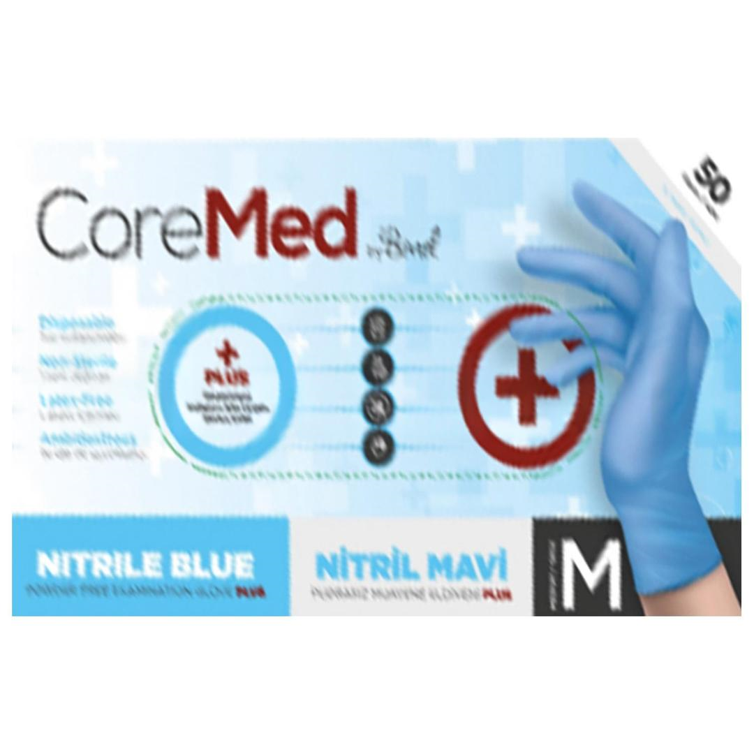 Coremed Nitril Mavi Pudrasız Eldiven Medium 100'lü