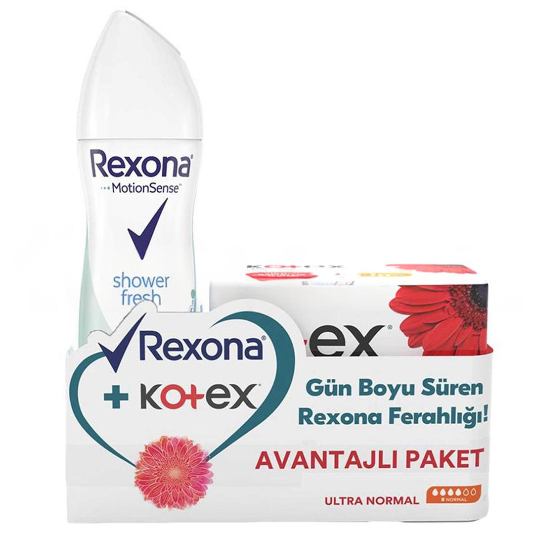 Rexona Shower Fresh Sprey Deodorant 150 ml + Kotex Ultra Normal 8'li