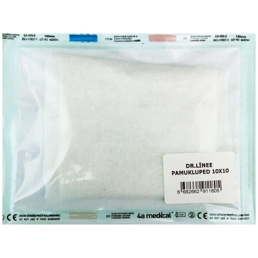 Dr. Linee Pamuklu Ped Nonsteril 10x10 cm Tekli